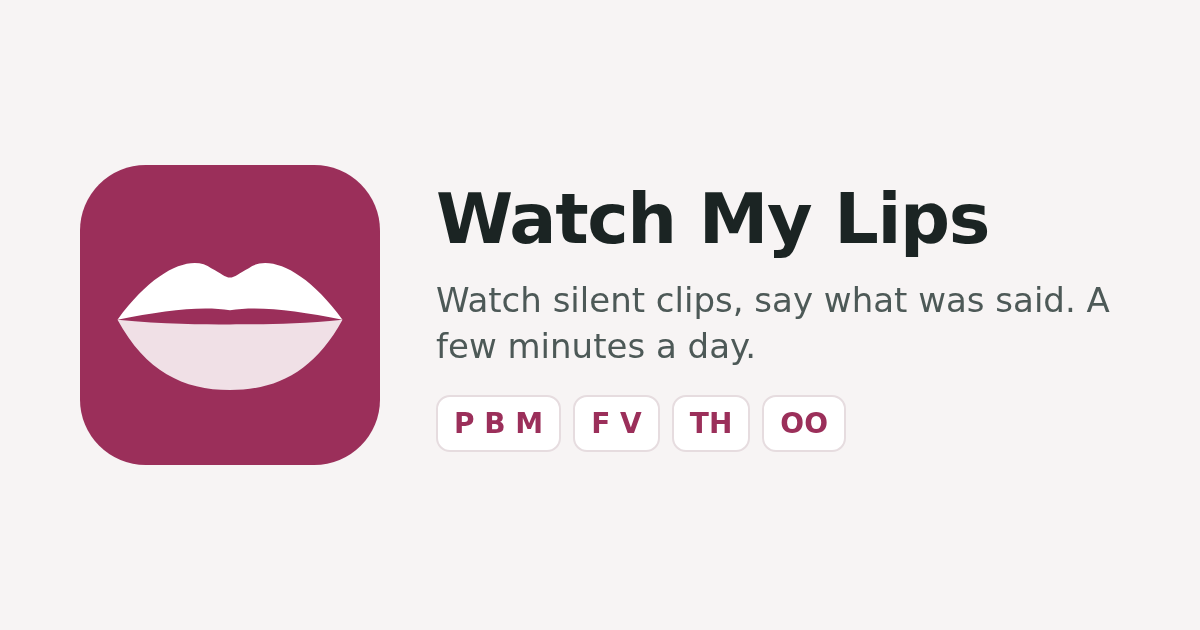 Dual Lips Watch My Lips — free daily lipreading practice